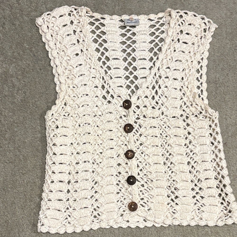 Vintage 100% Cotton Crochet Vest M